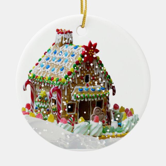 Ornamento del navidad de la casa de pan de (Frente)
