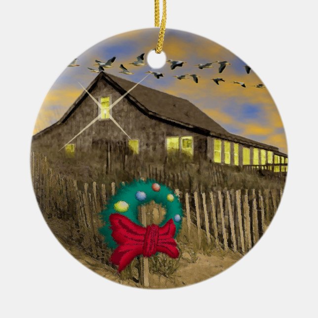 Ornamento del navidad de la casa de playa (Frente)