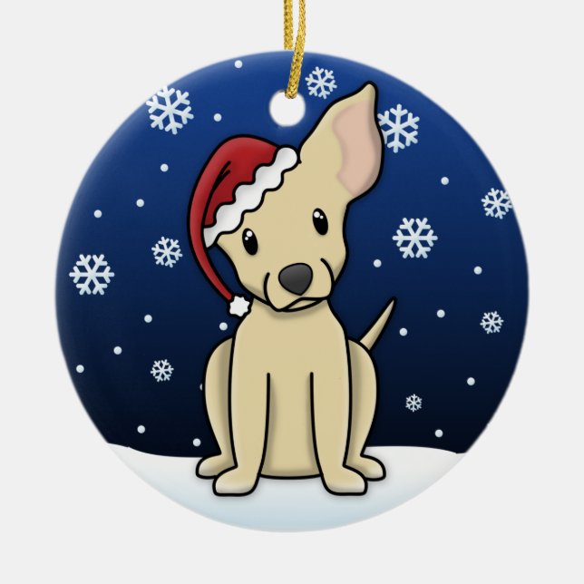 Ornamento del navidad de la chihuahua del dibujo (Frente)
