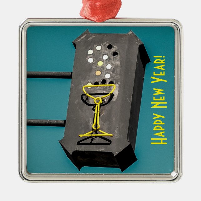 Ornamento del navidad de la Feliz Año Nuevo (Frente)