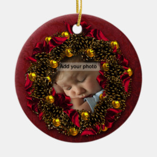 Ornamento del navidad de la foto de la guirnalda