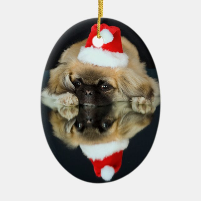 Ornamento del navidad de la foto de Pekingese (Frente)