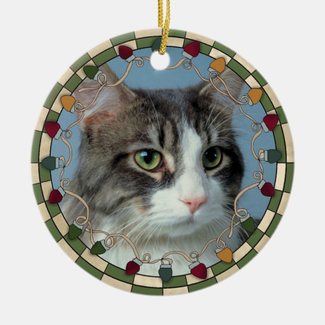 Ornamento del navidad de la foto del gato del (Frente)