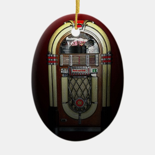 Ornamento del navidad de la máquina tocadiscos de (Frente)