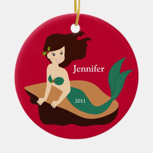Ornamento del navidad de la sirena (Frente)