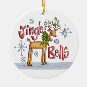 Ornamento del navidad de los cascabeles - reno