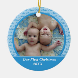 Ornamento del navidad de los gemelos del azul