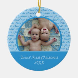 Ornamento del navidad de los gemelos del azul
