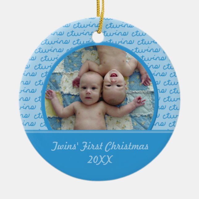 Ornamento del navidad de los gemelos del azul (Frente)