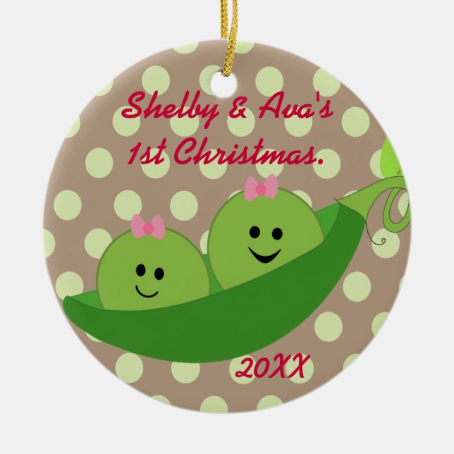 Ornamento del navidad de los gemelos del chica (Frente)