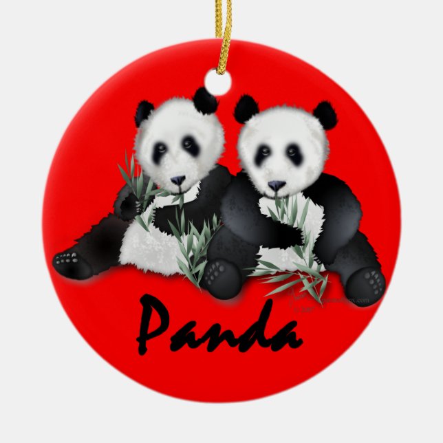 Ornamento del navidad de los osos de panda gigante (Frente)