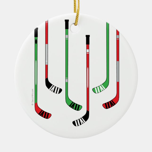 Ornamento del navidad de los palillos de hockey (Frente)