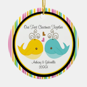 Ornamento del navidad de los pares de las ballenas