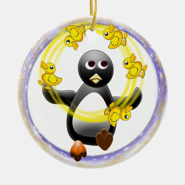 ORNAMENTO DEL NAVIDAD DE LOS PATOS DEL PINGÜINO (Frente)