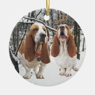 Ornamento del navidad de maderas de Basset Hound