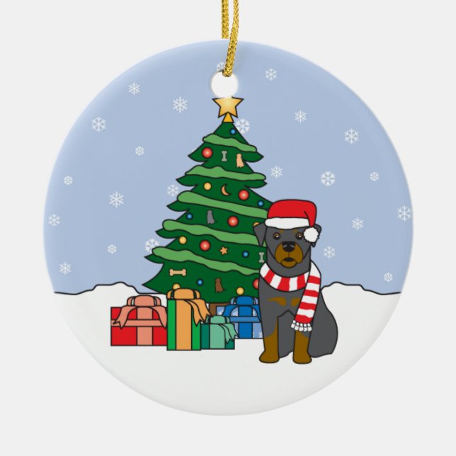 Ornamento del navidad de Rottweiler (Frente)
