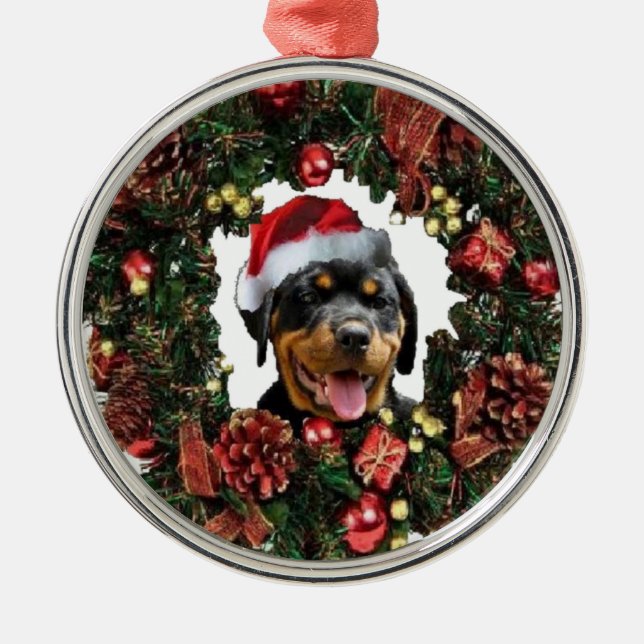 Ornamento del navidad de Rottweiler (Frente)