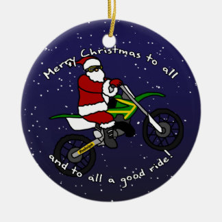 Ornamento del navidad de Santa de la bici de la