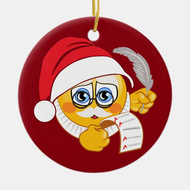 Ornamento del navidad de Santa de la emoji (Frente)