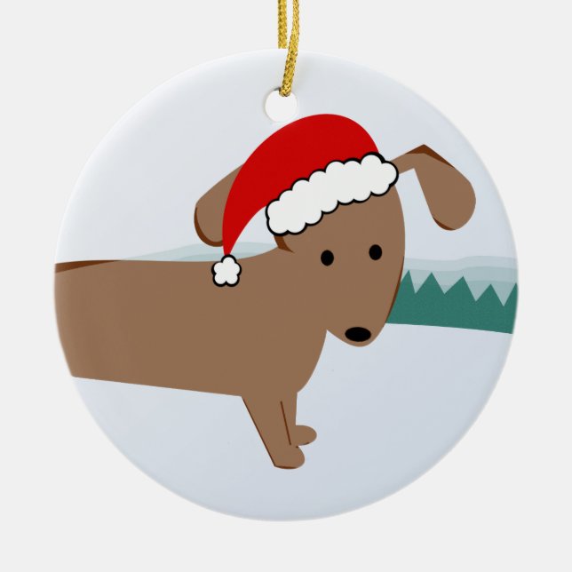 Ornamento del navidad de Santa del Dachshund (Frente)