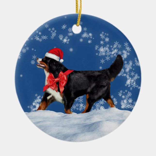 Ornamento del navidad de Santa del perro de (Frente)