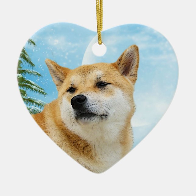 Ornamento del navidad de Shiba Inu del amor (Frente)