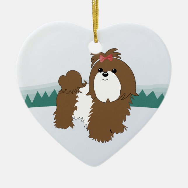 Ornamento del navidad de Shih Tzu (Frente)