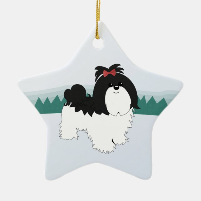 Ornamento del navidad de Shih Tzu (Frente)