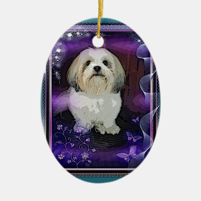 Ornamento del navidad de Shih Tzu (Frente)