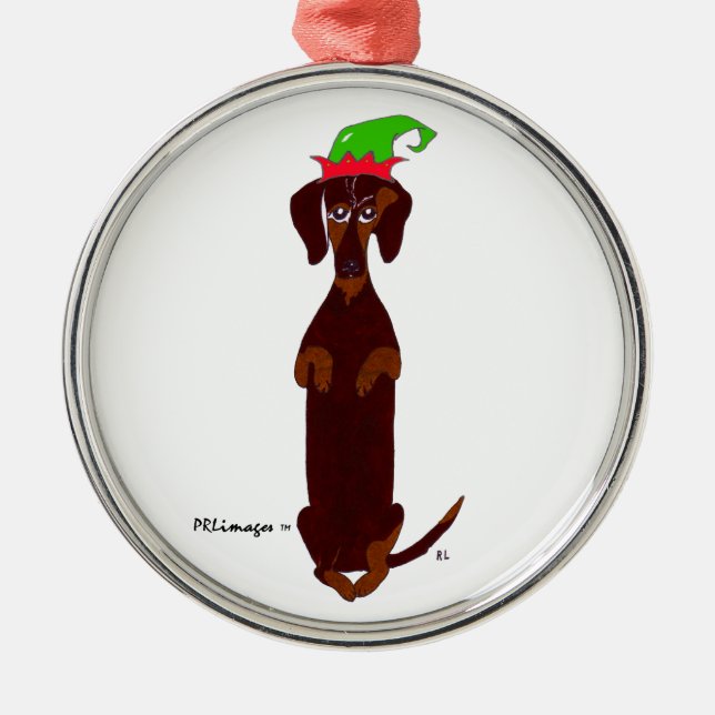 Ornamento del navidad de Sidney del Dachshund (Frente)