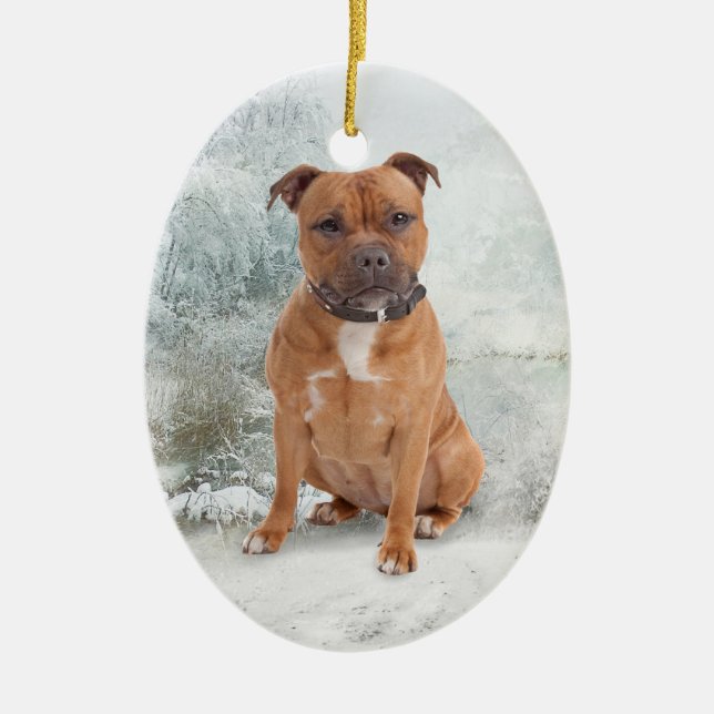 Ornamento del navidad de Staffie (Frente)