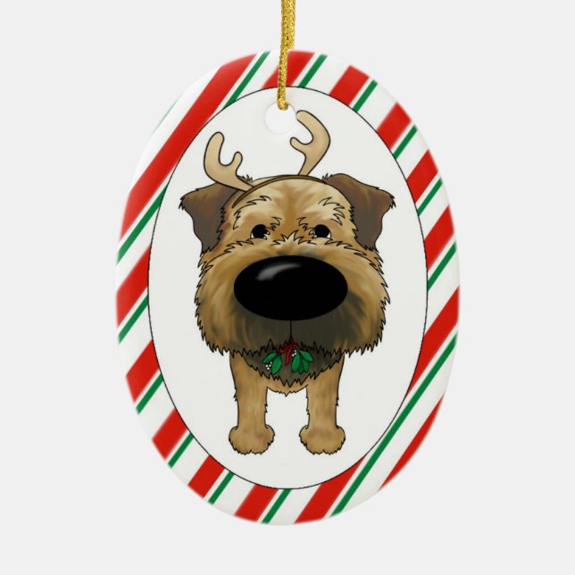 Ornamento del navidad de Terrier de frontera (Frente)