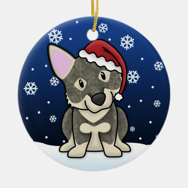 Ornamento del navidad de Vallhund del sueco del (Frente)