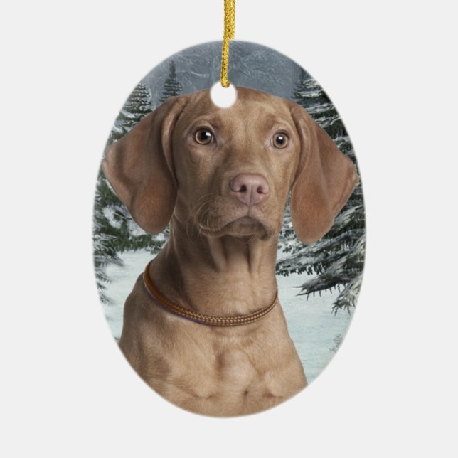 Ornamento del navidad de Vizsla (Frente)