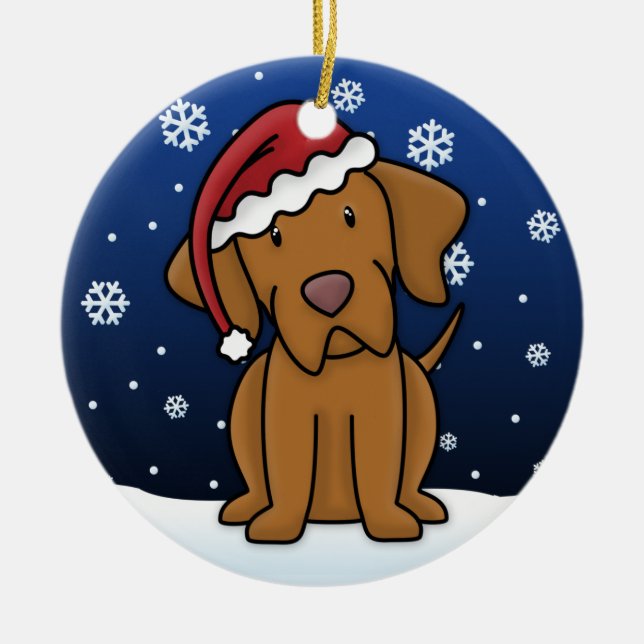 Ornamento del navidad de Vizsla del dibujo animado (Frente)