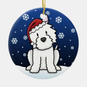 Ornamento del navidad de Westie del dibujo animado