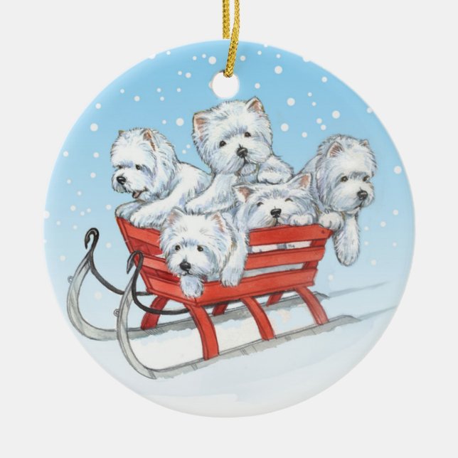 Ornamento del navidad de Westie por Borgo (Frente)
