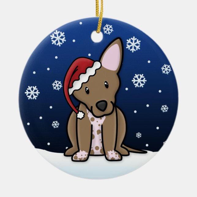 Ornamento del navidad de Xoloitzcuintli del dibujo (Frente)