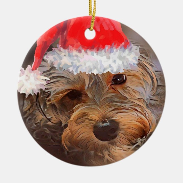 Ornamento del navidad de Yorkipoo (Frente)