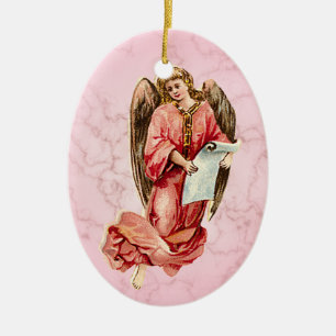 Ornamento del navidad del ángel del rosa de