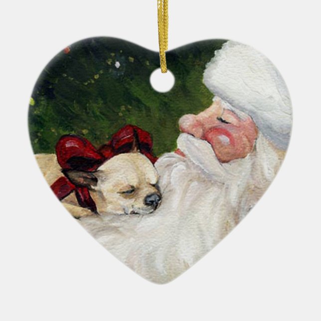 Ornamento del navidad del arte de la chihuahua y (Frente)