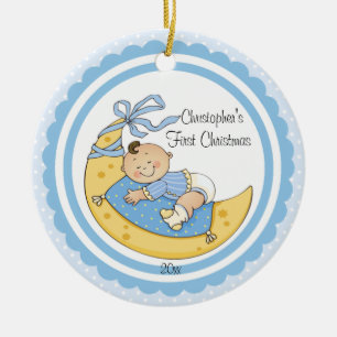 Ornamento del navidad del bebé de la luna del bebé