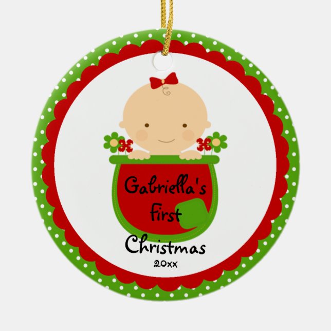 Ornamento del navidad del bebé de la niña de la (Frente)