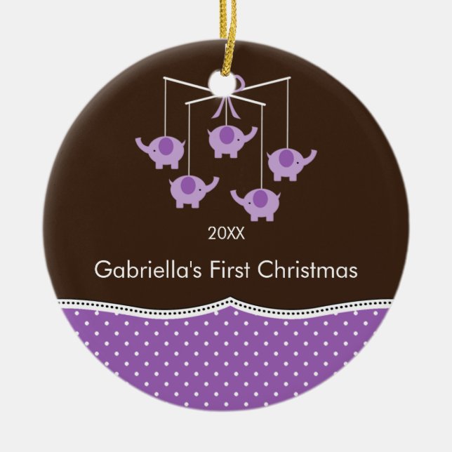 Ornamento del navidad del bebé móvil del elefante (Frente)
