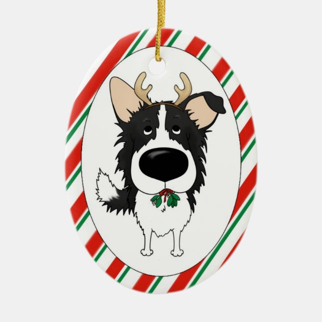 Ornamento del navidad del border collie (Frente)