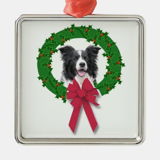 Ornamento del navidad del border collie (Frente)
