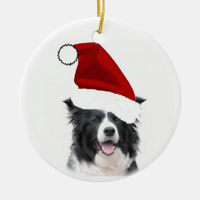 Ornamento del navidad del border collie (Frente)