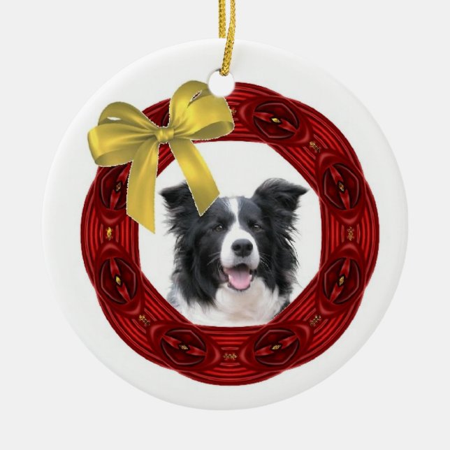 Ornamento del navidad del border collie (Frente)