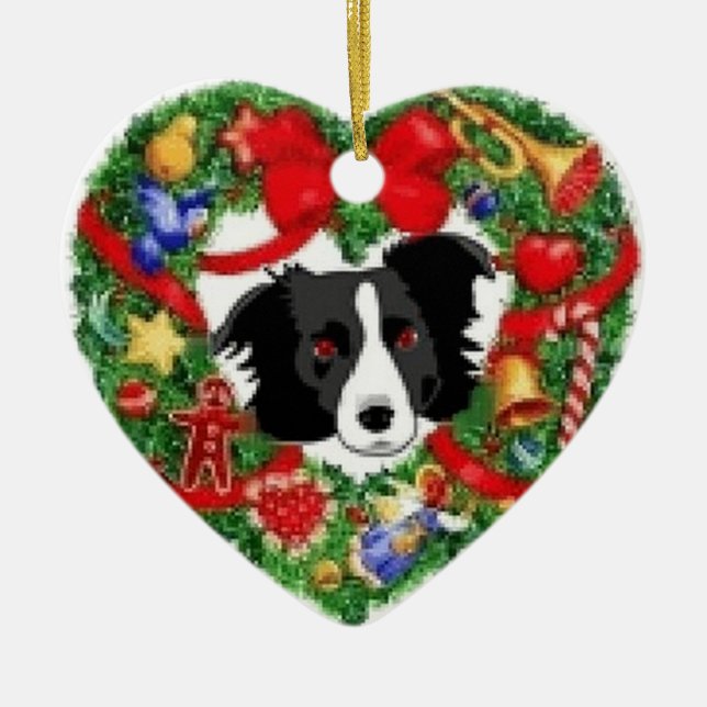 Ornamento del navidad del border collie (Frente)