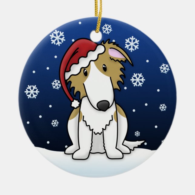 Ornamento del navidad del Borzoi del dibujo (Frente)